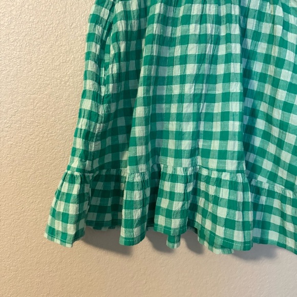 New Cat & Jack Green Checkered Kids Dress XS (4/5) Cut Out Detail - Picture 8 of 9